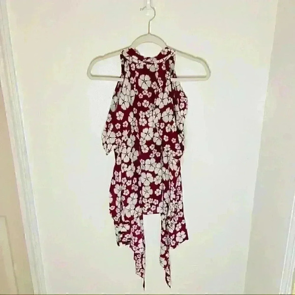 NWT Alexis Paloma Tie Neck Blouse in Red Floral Silk Print - Picture 6 of 7